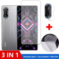 Xiaomi Redmi K40 Gaming กระจกนิรภัย Xiaomi Redmi K30 K40 Pro + Poco F3 M3 X3 NFC Pro Redmi K40Gaming กระจกนิรภัยหน้าจอ Protector ฟิล์มด้านหลังกล้องฟิล์มแก้ว + เลนส์กล้องฟิล์ม + 3D คาร์บอนไฟเบอร์ Bac