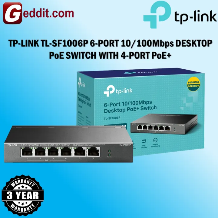 TL-SF1006P, 6-Port 10/100Mbps Desktop Switch with 4-Port PoE+