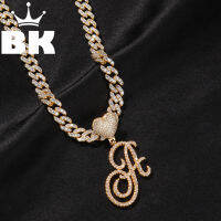 9mm Zircon Miami Cuban Link Necklace with DIY Heart Clasp Letters Luxury Ankle Micro Paved CZ Cuban Joining together Chain