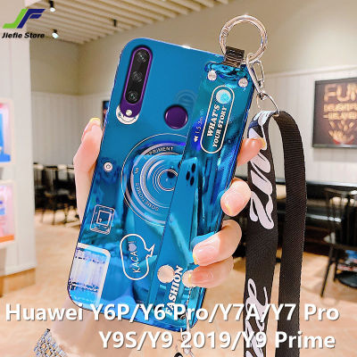 JieFei 3Dบลูเรย์กล้องสไตล์กรณีโทรศัพท์สำหรับ Huawei Y6P / Y6 Pro / Y7A / Y7 Pro / Y9S / Y9 2019 / Y9 Prime ด้วยสายรัดข้อมือเชือกเส้นเล็กS Tanderและคอเชือกเส้นเล็กซิลิโคนอ่อนนุ่มปกหลังกรณี