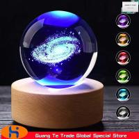 Wooden LED Light Display Base 3D Crystal Ball Stand Lamp 7 Color Night Light Table Lamps