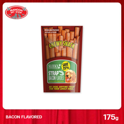 [MANOON] SLEEKY Chewy Snack Strap Bacon Flavored รสเบคอน ขนาด 175 กรัม (ชนิดแผ่น)