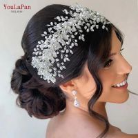 BelouCW from YouLaPan HP322 Handmade Pearl Hair Hoop Bride Elegant Alloy Leaf Hairbands Bridal Rhinestone Hair Tiara Wedding Hair Accessories