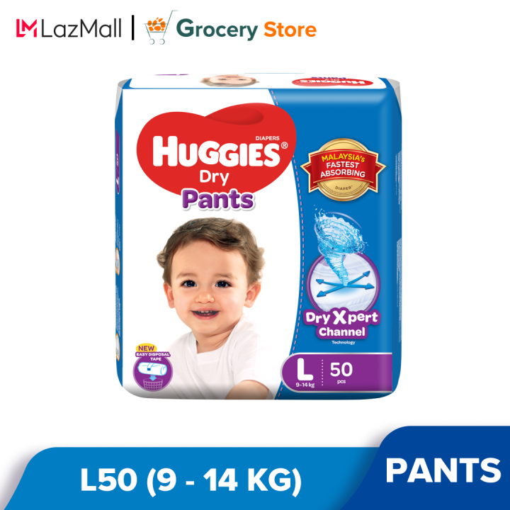 Huggies Dry Pants Diapers L50 (1 Pack) Absorbent and dry diapers for