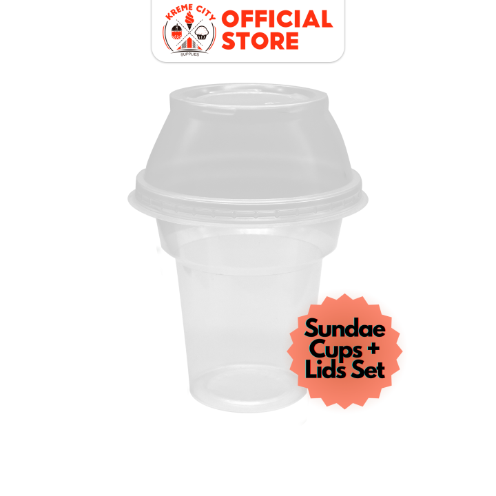 Kreme City Disposable Pp Plastic Sundae Ice Cream Cups 8oz Sundae Lids Bundle Set Lazada Ph 4615