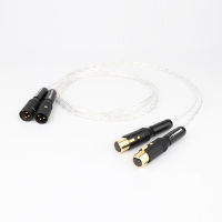 Pair 3AG Single Crystal Silver Plated XLR Male to Female Leads Balanced Audio Cable for Amplifier CD Player