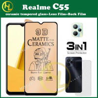 3in กระจกเทมเปอร์เซรามิก C55 Realme 1 OPPO Realme 5i 6i 6 5 Pro 8 9 10 5G 4G 8Pro 10Pro 9i 11 11Pro 10T C11 C12 C15 C17 C20 C20A C21 C25 C25S C25Y C35 C3 C30 c31 C33 C53 C55ฟิล์มบางด้าน + ฟิล์มเลนส์ + ฟิล์มด้านหลัง