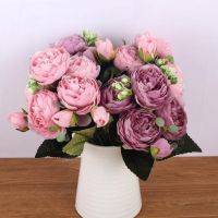 【hot】❏  30cm Pink Silk Bouquet Artificial Flowers for Bride Wedding Decoration Faxu