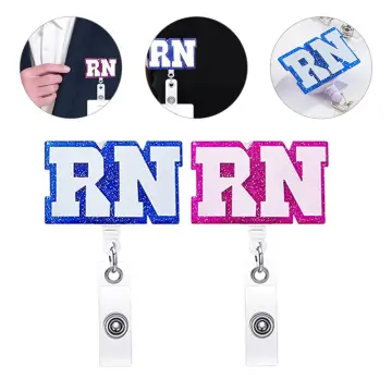RN Caduceus & Flower Retractable ID Badge Reel • RN Gift, Nurse