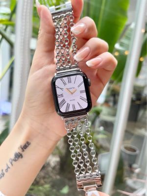 【Hot Sale】 Suitable for iwatch1234567 generation new chain tassel strap S7 European tide