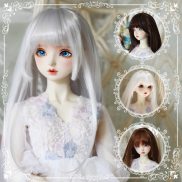 1 3 1 4 1 6 Bjd Doll s Wig Gray Blue Color Bangs Long Hair Wig Children