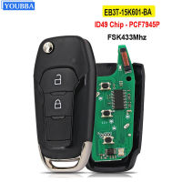 YOUBBA 2ปุ่มกุญแจรถระยะไกลสำหรับฟอร์ดเรนเจอร์ F150 2015-2018 FSK433Mhz PCF7945P ID49ชิป FCCID : EB3T-15K601-BA