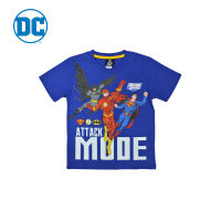 Magic Two T-Shirt For Kids with Justice League Pattern Blue Colour เสื้อยืดเด็กลายจัสติสลีก ผ้าคอตตอน100% สีน้ำเงิน