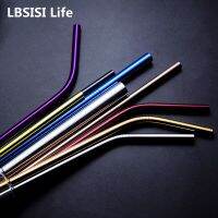 LBSISI Life Reusable Metal Straws Set With Cleaner Brush 304 Stainless Steel Drinking StrawSmoothies Cocktails Bar Party Supplie Specialty Glassware