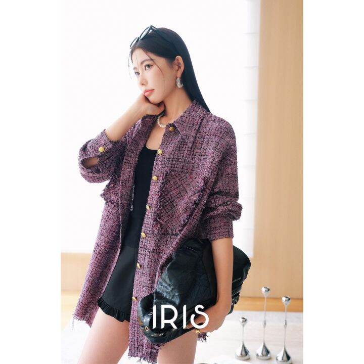 พร้อมส่ง-สินค้าลิขสิทธิ์แท้-iris-boutique-ij2023yd81-simple-brown-jacket-เสื้อผ้าแฟชั่นผู้หญิง-เจ็คเก็ต