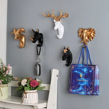 Animal Wall Hook Golden Deer Goat Elephant Creative Decorative