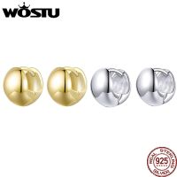 WOSTU 925 Sterling Silver 18K Gold European Simple Hoop Earrings For Women Mirror slap Circle Ear buckle Wedding Jewelry Gift