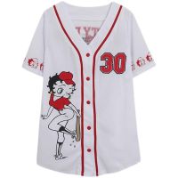 Foreign trade V-neck quick-drying sweat-absorbing loose slim short-sleeved T-shirt cartoon anime age-reducing sweet cool mid-length baseball uniform