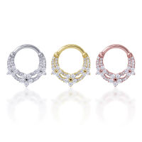 PiercingRoomByJay,  Gems Flowers Clicker Hoop  ห่วงเพชรดอกไม้ เงินแท้