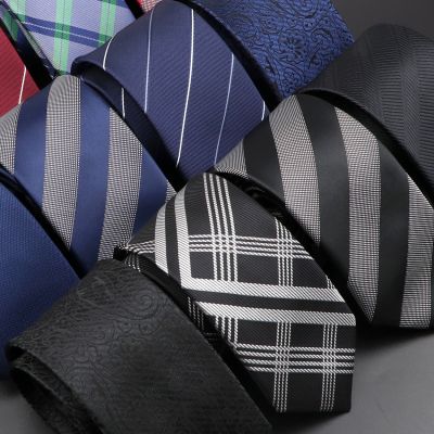 Casual Ties For Men Jacquard Striped Plaid Paisley Necktie Polyester Narrow Tie Skinny Suit Shirt Gift Accessory Gift Cravate