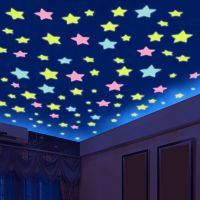 ZZOOI 50pcs 3D Stars Glow In Dark Luminous Fluorescent Plastic Wall Sticker Home Decor Decal Wallpaper Decorative Special Festivel