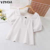 (จัดส่งฟรี)Fancyystyle VONDA เสื้อคอปกสี่เหลี่ยมลำลองแฟชั่นสำหรับผู้หญิงเสื้อสตรีแขนยาวพัฟเดินทางสั้นแขนเสื้อแข็ง #2