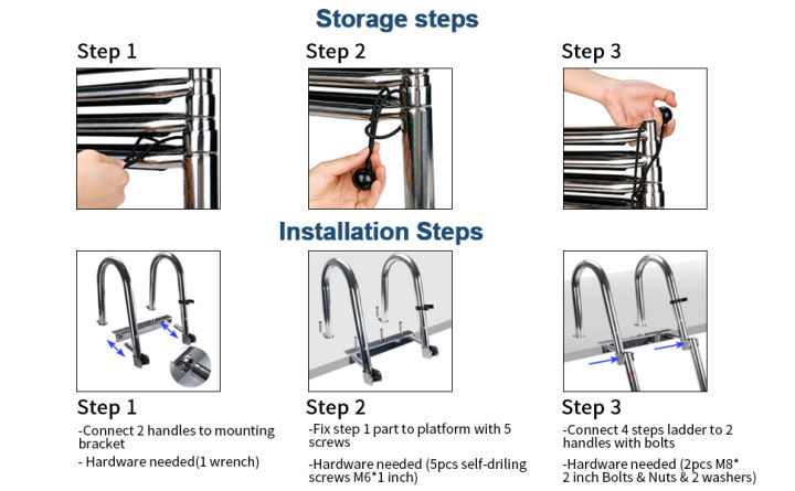 จัดส่งจากประเทศไทย-4-step-บันไดเรือพับเก็บได้-สแตนเลส-บันไดสแตนเลส-บันไดเรือ-บันไดสระว่ายน้ำบันได-สเตนเลส-บันไดเรือ-บันไดสระว่ายน้ำ-boat-ladder