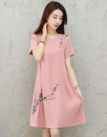 พร้อมส่งจากไทยZASHION  ชุดเดรสแขนสั้น Plus Size Minimalist Short Sleeve Linen Dress