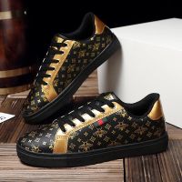 【High Quality】 Designer Men Shoes Lace-Up Breathable Leather Shoes Luxury Uni Casual Sneakers Men Vulcanized Shoes Zapatos Chaussure Homme GNST