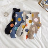 2021 New Big Dot Cotton Socks Women Kawaii Women Socks Sweat Autumn and Winter Solid socks skateboard socks stockings