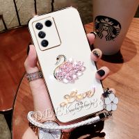 เคสสมาร์ทโฟนสำหรับ VIVO V29 Y27 Y78 Y02T Y02A 5G 4G VIVOV29 VIVOY27น่ารัก3D หงส์เคสมือถือมีเชือกคล้องมือปลอกนุ่ม