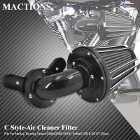 รถจักรยานยนต์เครื่องฟอกอากาศ Intake CNC Air Filter สีดำสำหรับ Harley Dyna Low Rider Softail Breakout Touring Trike Road Electra Glide