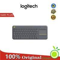 Logitech K400บวกกับแป้นพิมพ์สัมผัสไร้สายที่มีรีโมททัชแพด2.4กิกะเฮิร์ตซ์แป้นพิมพ์ตัวรับสัญญาณรองรับหลายอุปกรณ์สำหรัผลิตภัณฑ์ที่กำหนดเอง