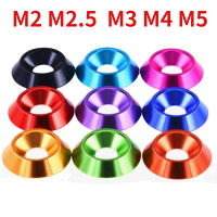 10/ชิ้น M2 M2.5 M3 M4 M5 อลูมิเนียมที่มีสีสัน Countersunk ร่มแบนหัวสกรูเว้ากรวยตกแต่งร่องเครื่องซักผ้า-Zkeir