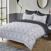 White Geometry Duvet Cover Pillowcases Black Stripe Bedding Set King Double Bed Comforters