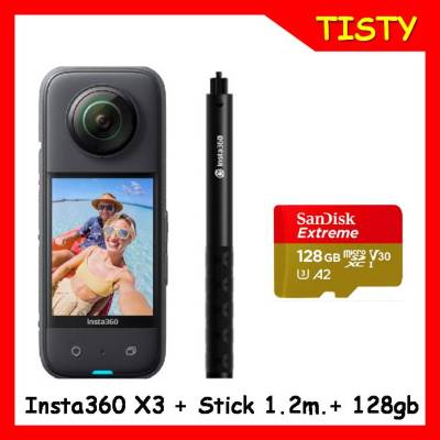 แท้ 100%  INSTA360 X3 Free  Selfie Stick 1.2m + Micro SDHC 128gb กล้องแอ๊คชั่น 360 องศา  (ประกันศูนย์ไทย)