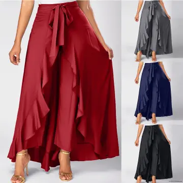 Buy AALIYA FASHION Women's Ruffle Pants Split High Waist Maxi Long Crepe Overlay  Skirt (red) Online In India At Discounted Prices