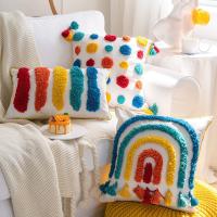 [COD] Ins net red style tufted model room cushion girl heart national rainbow tassel pillowcase