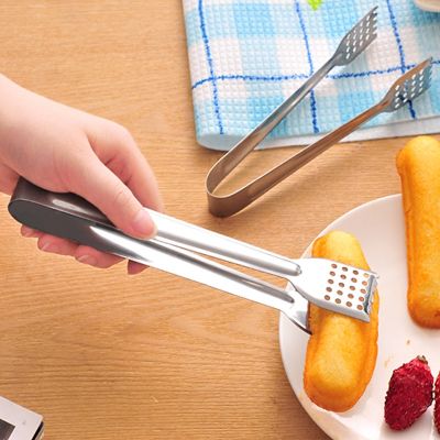 Stainless Steel BBQ Food Tongs Anti Heat Bread Clip Pastry Clamp Barbecue Tong