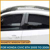 ด้านข้างหน้าต่างร่มแม่เหล็กสำหรับ Honda Civic 8th 2009 2008 2007,ที่บังแดดประตูหน้าต่างม่านบังแดด2005 2006