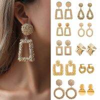 【YF】卍▨❁  Big Earrings Exaggerated Matte Stud Metal Earing Gold Color Earings Jewelry