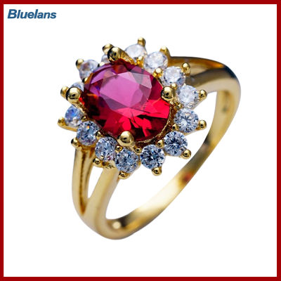 Bluelans®Elegant เจ้าสาวในการหมั้นแต่งงานแหวน Rhinestone แหวนเครื่องประดับขนาด (สีแดง)