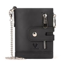 HUMERPAUL Men Bifold Wallet with 2 Bill Comparments Cowhide RFID Male Money Card Holder Purse Short Double Zipper Coin Pockets