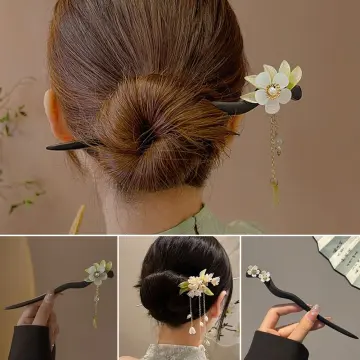 Bun Hairstyle with Chinese Bun Stick  Very Easy Chinese Bun Hairstyles   YouTube