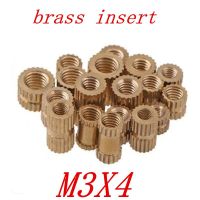 【Fast-selling】 100ชิ้น/ล็อตทองเหลือง M3 * 4ผ่านด้ายทองเหลือง/Knurled Nuts สำหรับ Molding