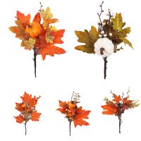 hotx【DT】 Artificial Pumpkin Branch Ornament Decorations Thanksgiving Photography Props