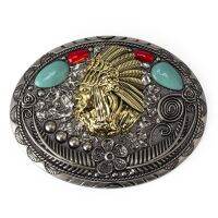 YonbaoDY Belt Buckle Aboriginal tribe leader portrait Indians pattern Gem-set waist DIY Accessories Belts