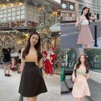 SLYQ MADE ? MOET CUT OUT WAIST SINGLET DRESS เดรสสายเดี่ยวทูโทน งานออกแบบและตัดเองของที่ร้าน