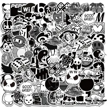10/30/50/100pcs Black and White Sanrio Cartoon Stickers Aesthetic
