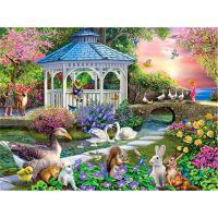 House Flower Landscape Printed Fabric 11CT Cross Stitch DIY Embroidery Patterns DMC Threads Hobby Needlework Magic